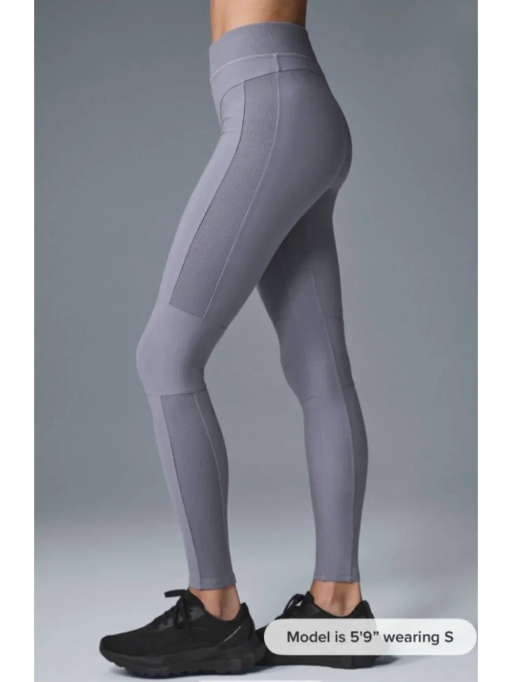 Alo Alosoft High Waist Head Start Leggings Fog Hi-Rise Waisted Ribbed Tights XS